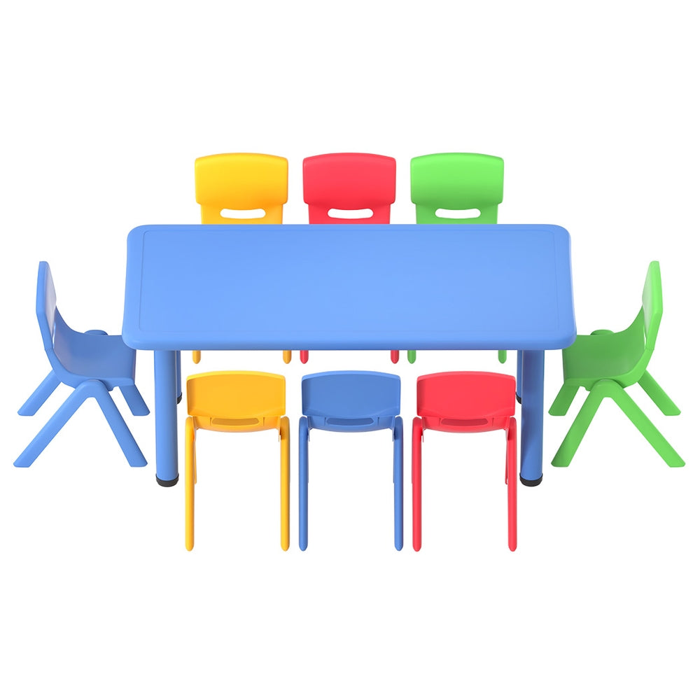 Marlook 9PCS Kids Table and Chairs Set Children Study Desk Furniture Plastic 8 Chairs