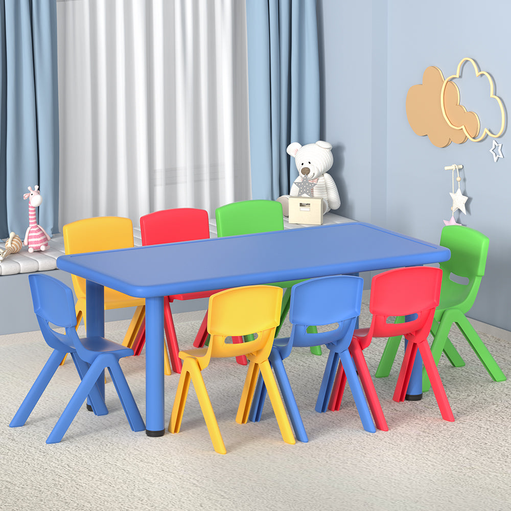 Marlook 9PCS Kids Table and Chairs Set Children Study Desk Furniture Plastic 8 Chairs