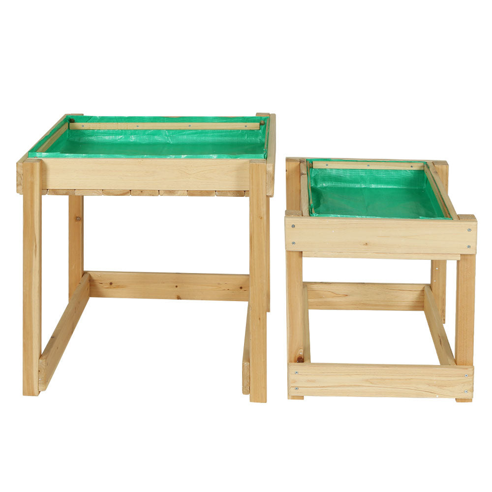 Marlook Kids Sandpit Wooden Sandbox Sand Pit Water Table Outdoor Toys 101cm