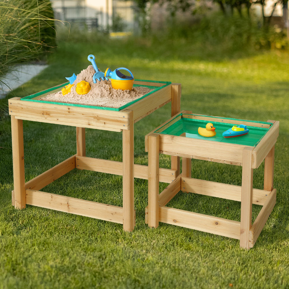 Marlook Kids Sandpit Wooden Sandbox Sand Pit Water Table Outdoor Toys 101cm