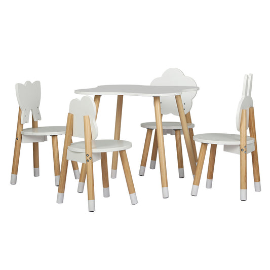 Marlook 5PCS Kids Table and Chairs Set Children Activity Study Play Desk White