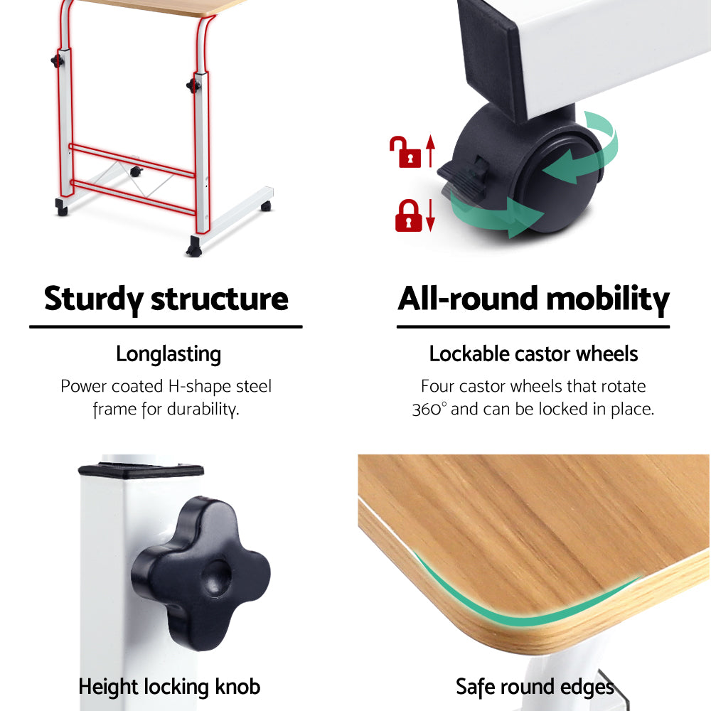 Marlook Laptop Desk Table Adjustable 60CM Light Wood