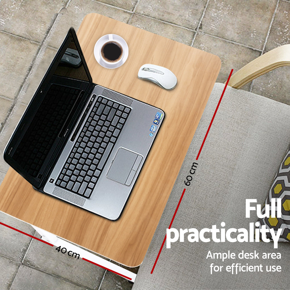 Marlook Laptop Desk Table Adjustable 60CM Light Wood