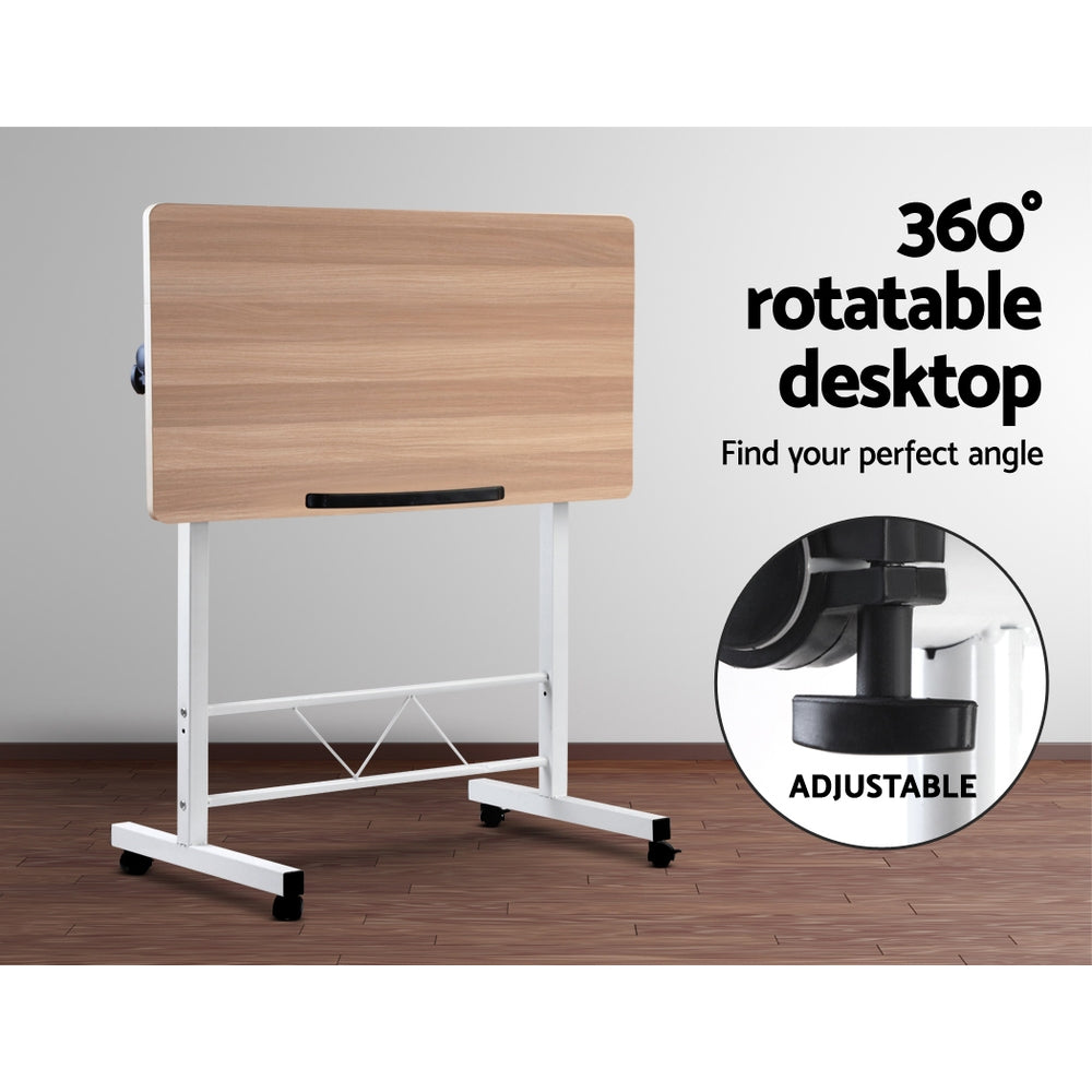 Marlook Laptop Desk Table Adjustable 80CM Light Wood