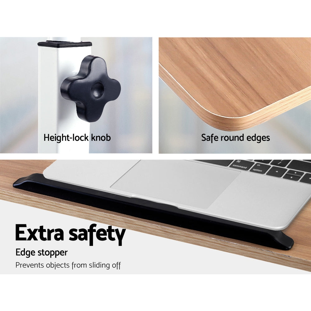 Marlook Laptop Desk Table Adjustable 80CM Light Wood