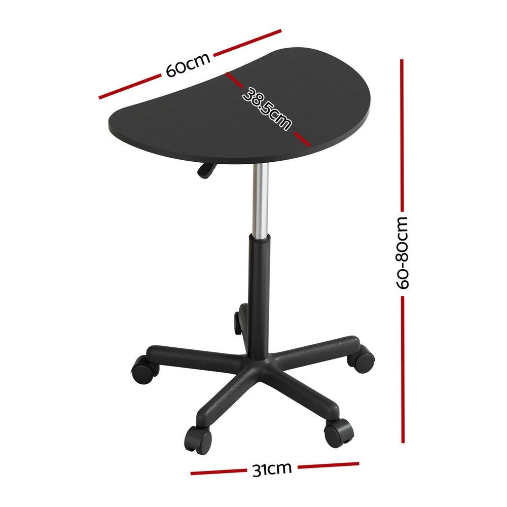 Marlook Laptop Desk Portable Height Adjustable Table Caster Wheels 60CM Black