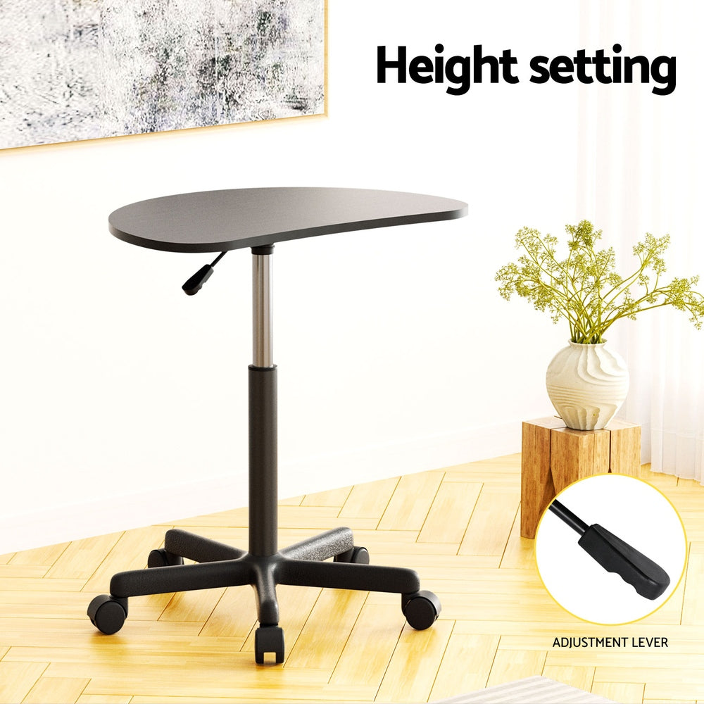 Marlook Laptop Desk Portable Height Adjustable Table Caster Wheels 60CM Black