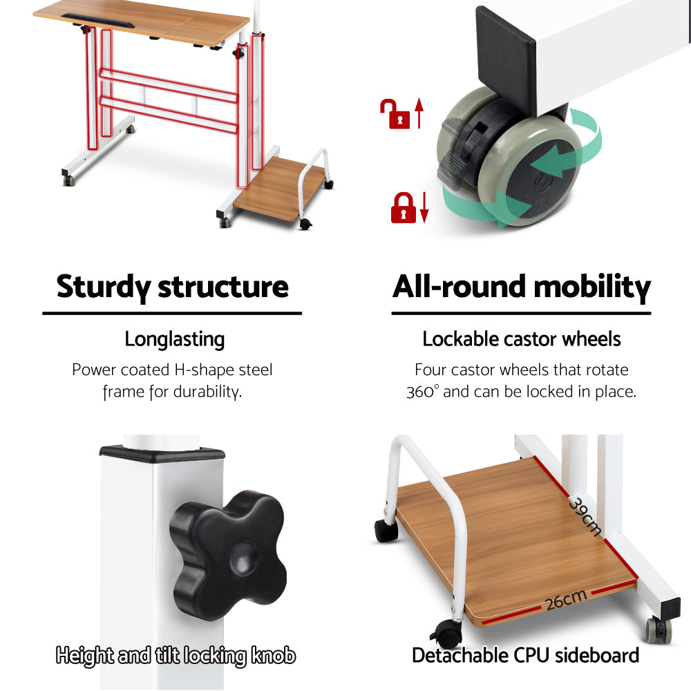 Marlook Laptop Desk Table Adjustable Light Wood 80CM