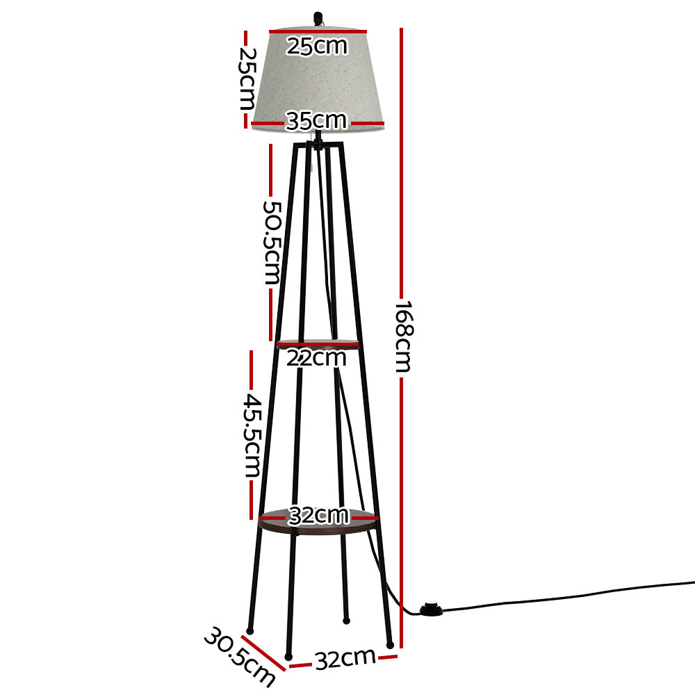 Marlook Floor Lamp 2 Tier Shelf Storage LED Light Stand Home Living Room Upright