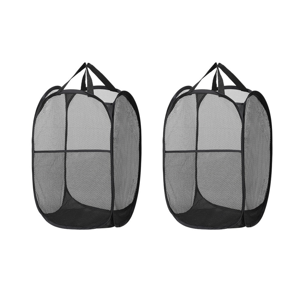 Marlook 2X Laundry Basket Hamper Foldable Black