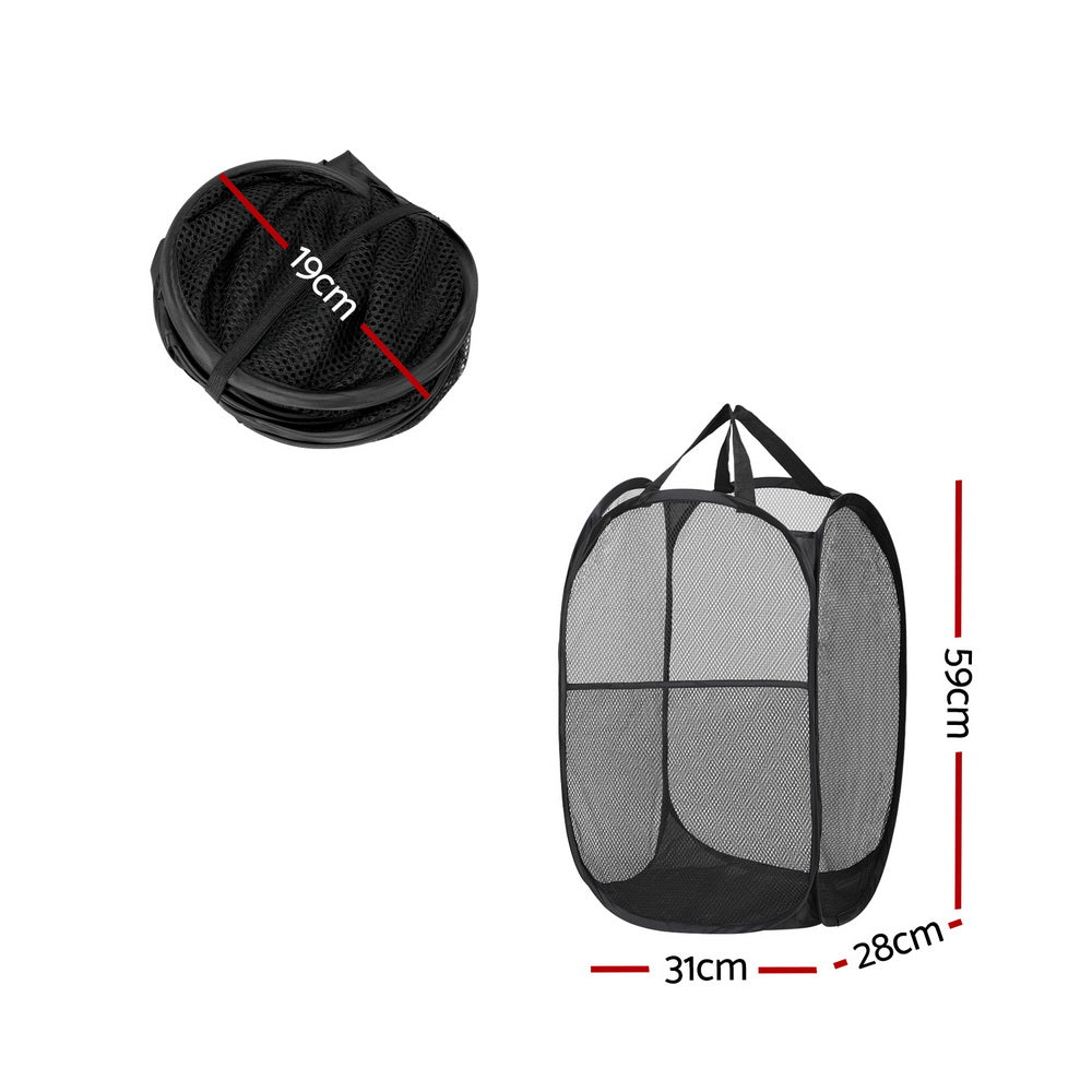 Marlook 2X Laundry Basket Hamper Foldable Black