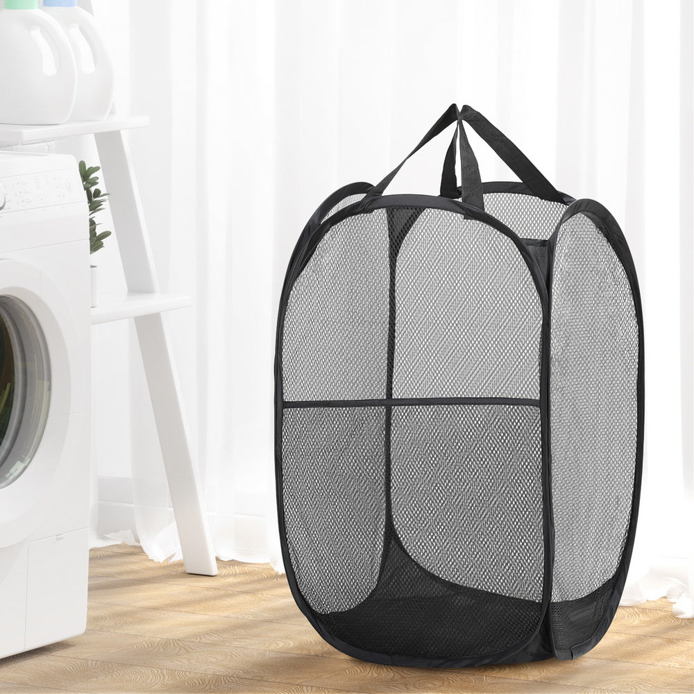 Marlook 2X Laundry Basket Hamper Foldable Black