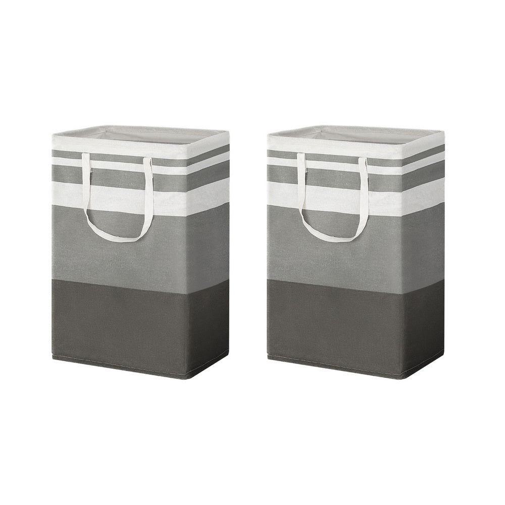 Marlook 2X Laundry Basket Hamper Foldable White Grey