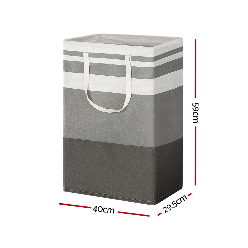 Marlook 2X Laundry Basket Hamper Foldable White Grey