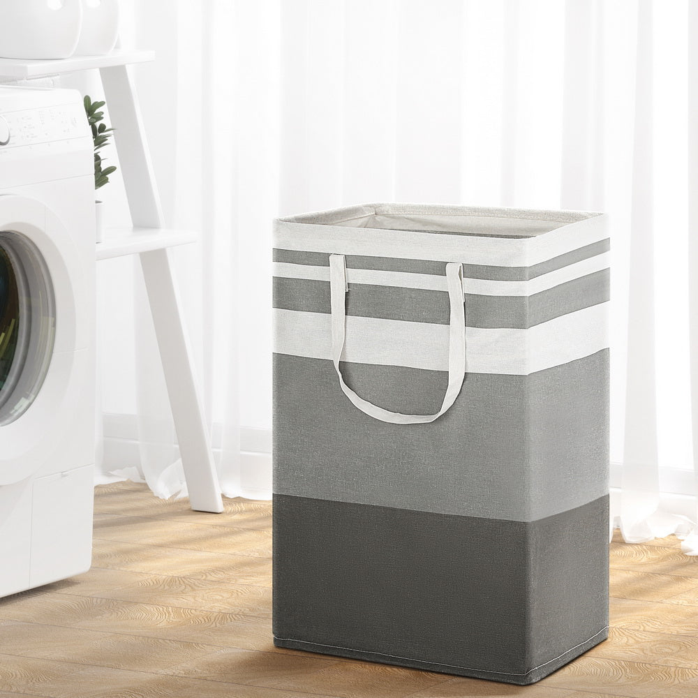 Marlook 2X Laundry Basket Hamper Foldable White Grey