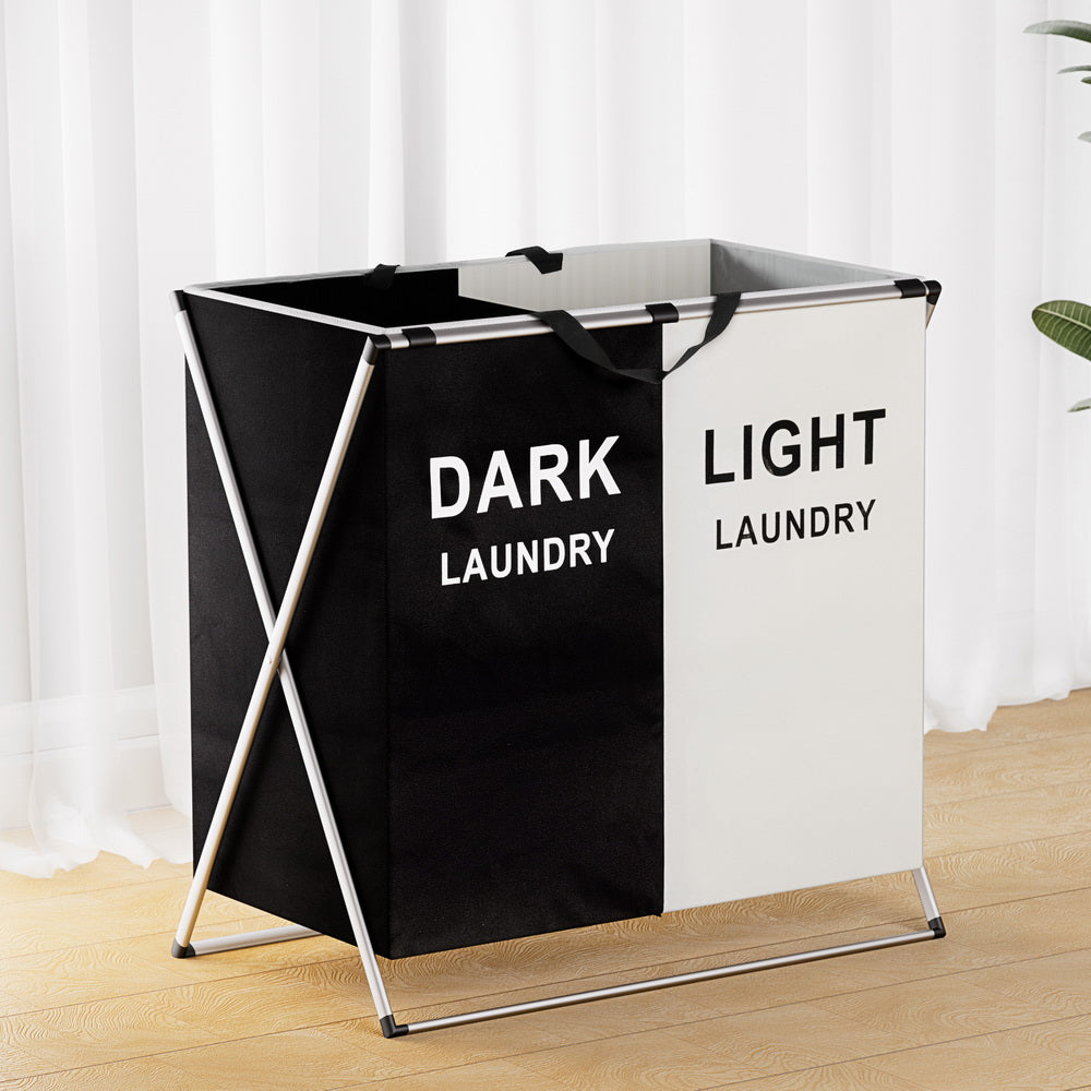 Marlook Laundry Basket Hamper Large Foldable Washing Clothes Storage 2 Sections