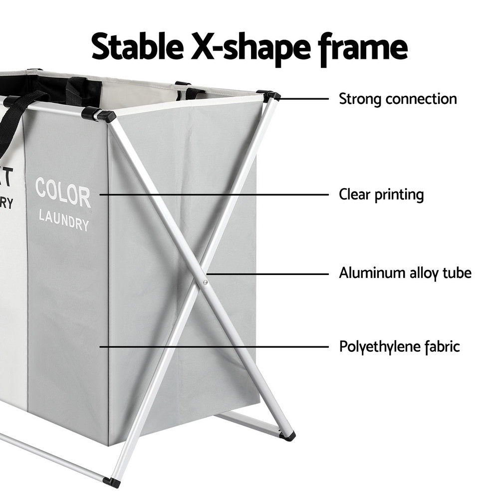 Marlook Laundry Basket Hamper Large Foldable Washing Clothes Storage 3 Sections