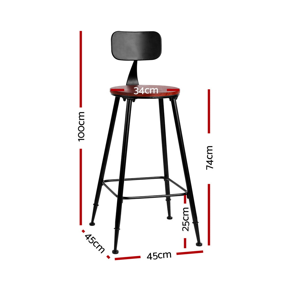 Marlook 2x Bar Stools Vintage Metal Chairs