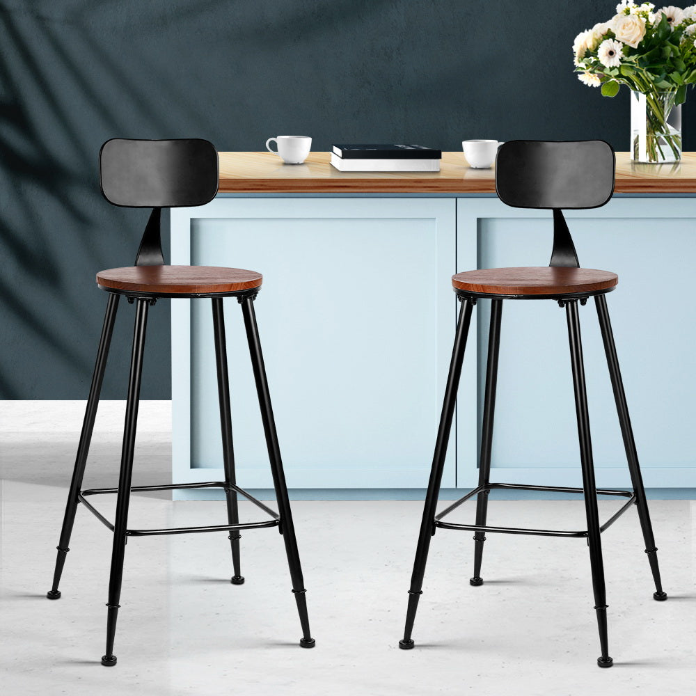Marlook 2x Bar Stools Vintage Metal Chairs
