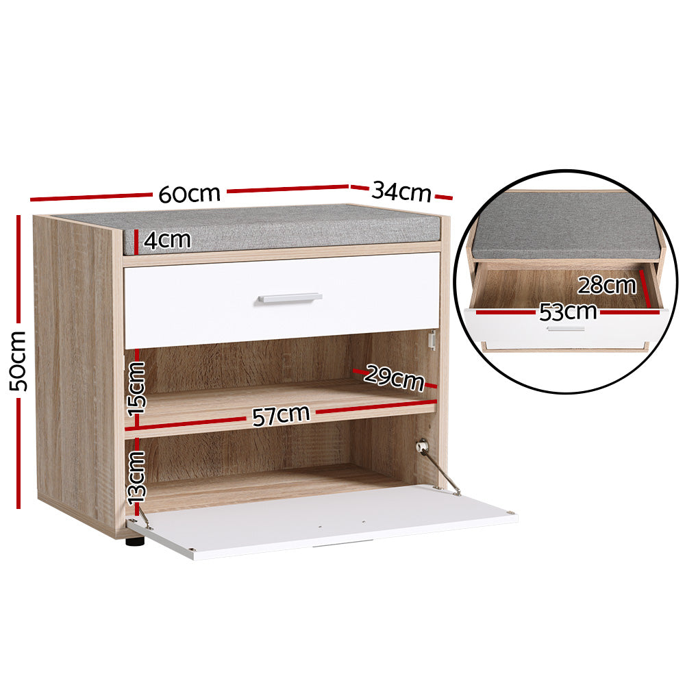 Marlook Shoe Rack Cabinet Bench 8 Pairs White Niva