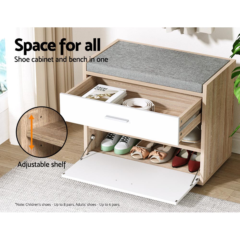 Marlook Shoe Rack Cabinet Bench 8 Pairs White Niva