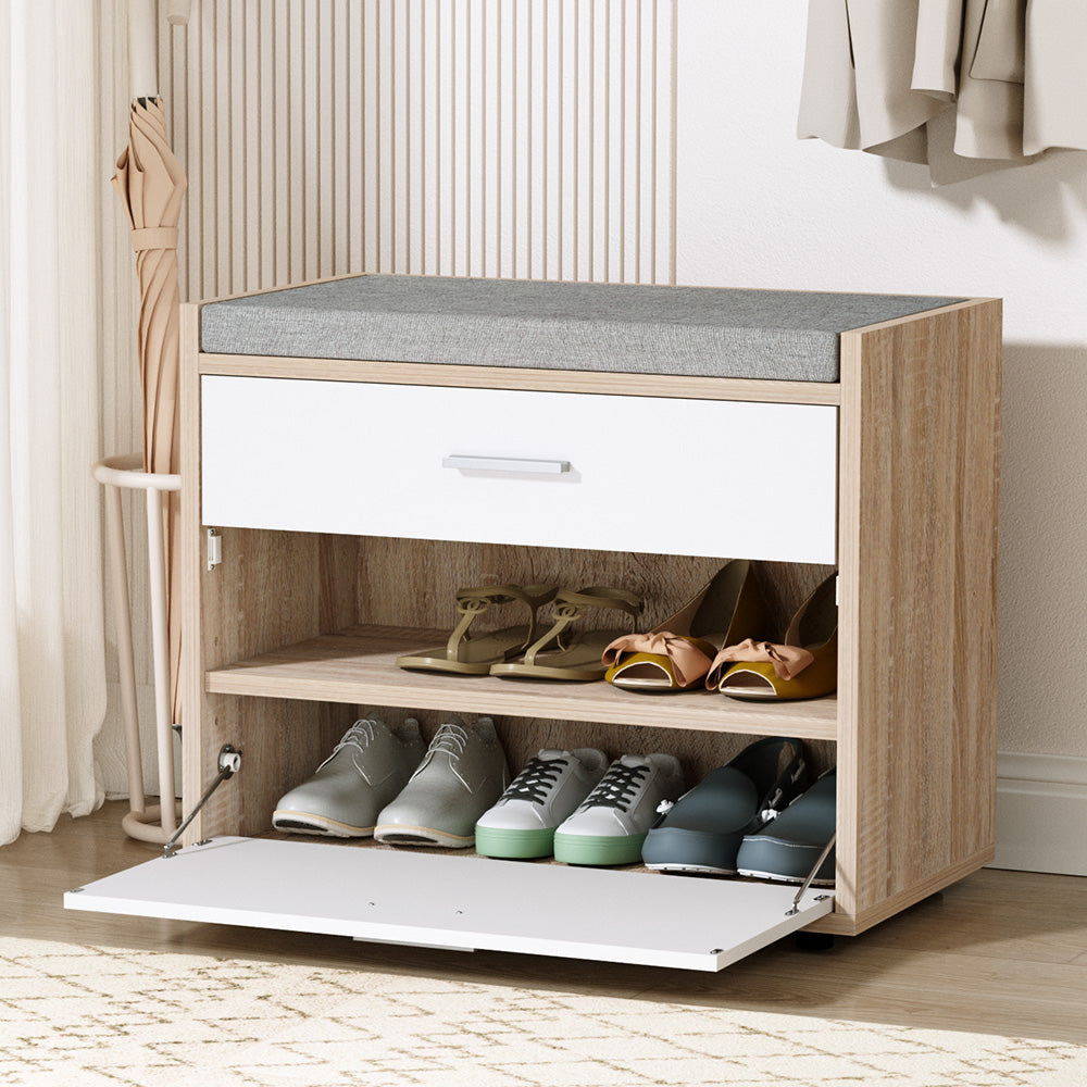 Marlook Shoe Rack Cabinet Bench 8 Pairs White Niva