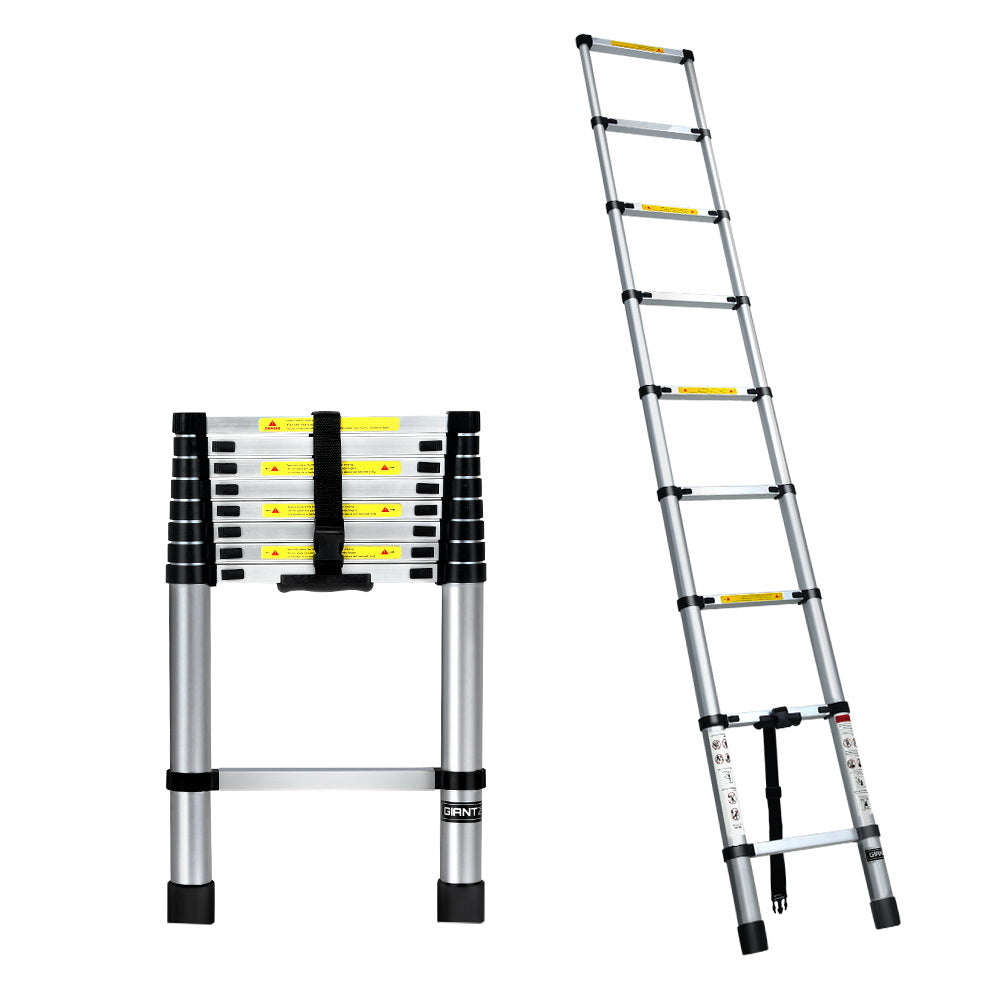 Marlook 2.6M Telescopic Ladder Aluminium Extension Extendable Steps Adjustable Height