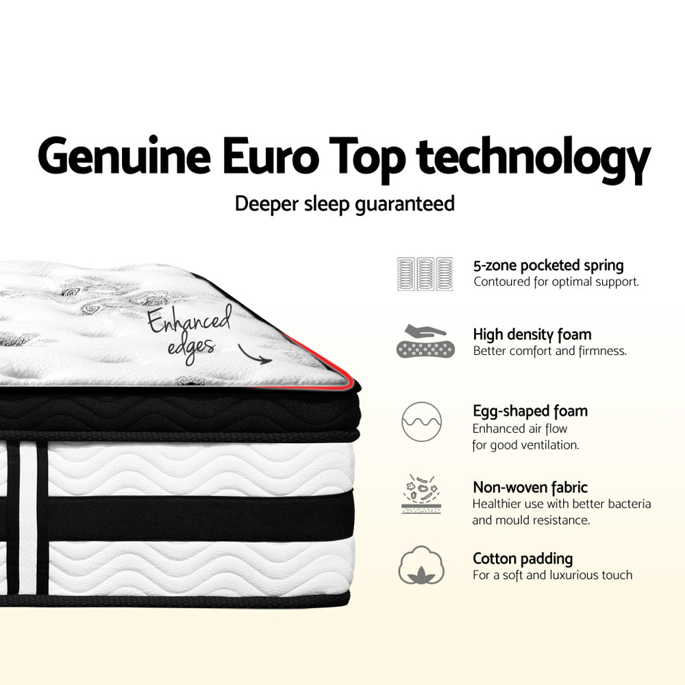Marlook Bedding 34cm Mattress Euro Top Pocket Spring Single