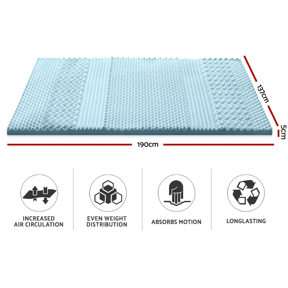 Marlook Bedding Memory Foam Mattress Topper 7-Zone 5cm Double