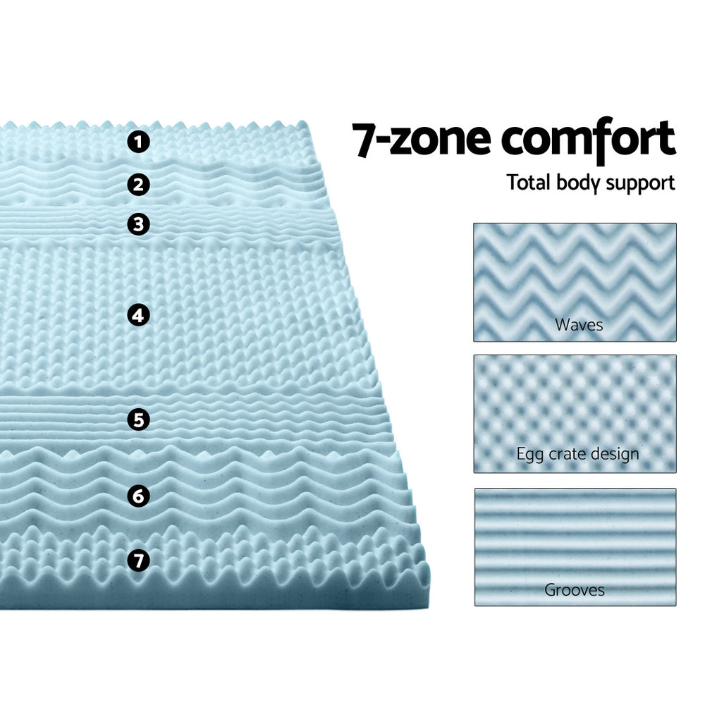 Marlook Bedding Memory Foam Mattress Topper 7-Zone 5cm Single