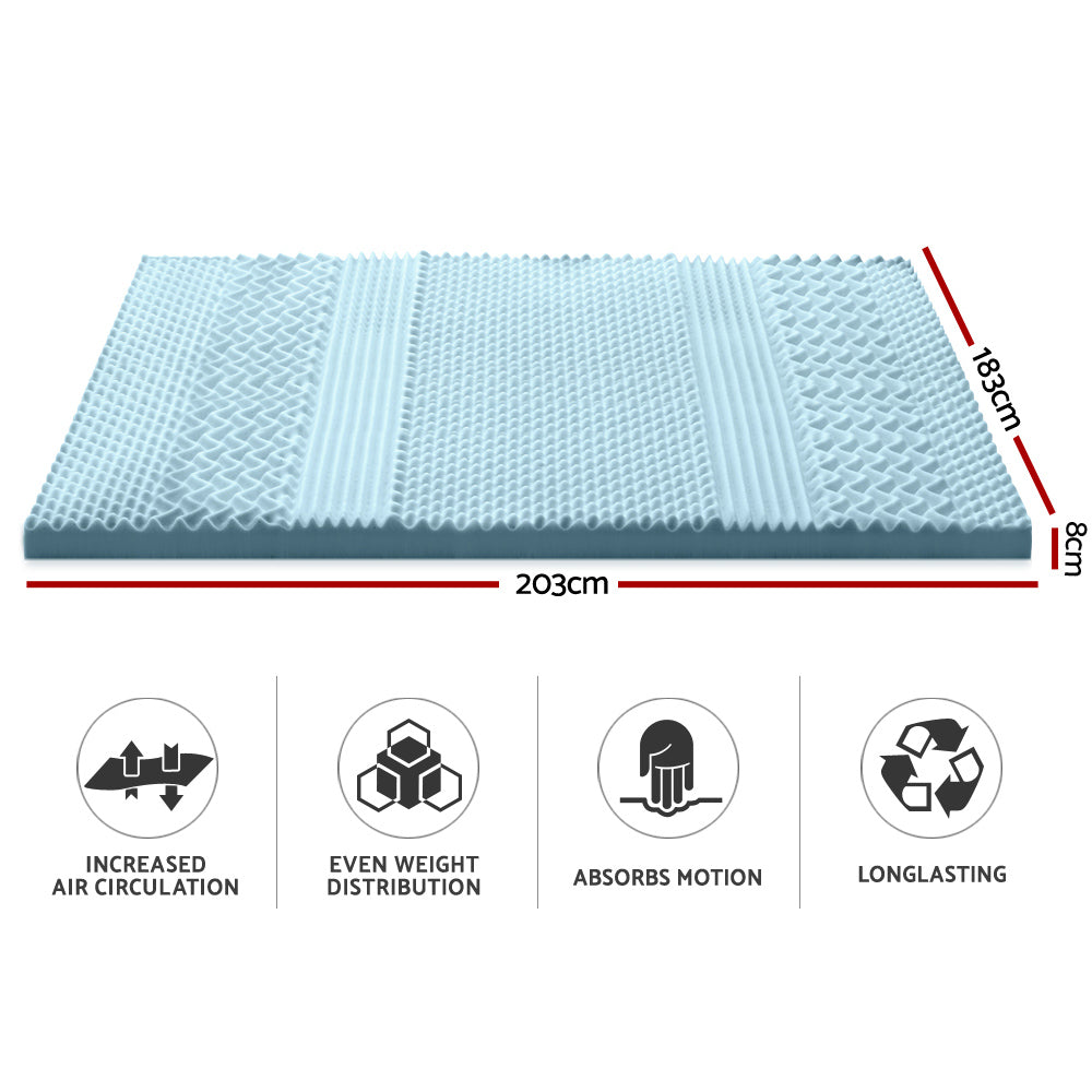 Marlook Bedding Memory Foam Mattress Topper 7-Zone 8cm King