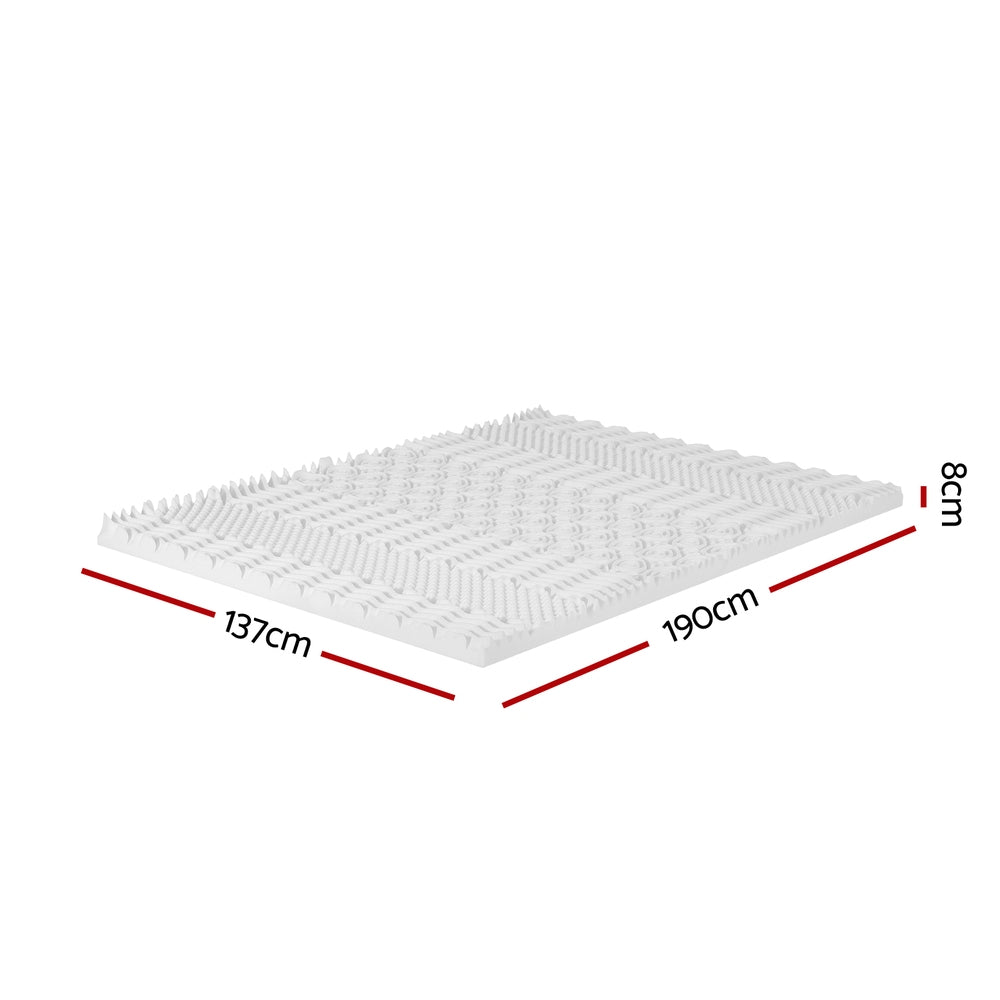 Marlook Bedding Memory Foam Mattress Topper 7-Zone Airflow Pad 8cm Double White
