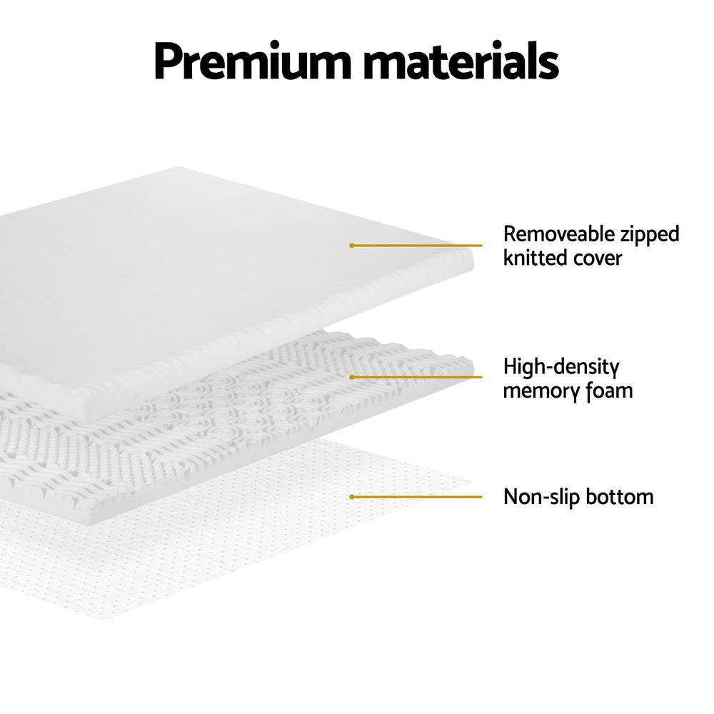 Marlook Bedding Memory Foam Mattress Topper 7-Zone Airflow Pad 8cm Double White