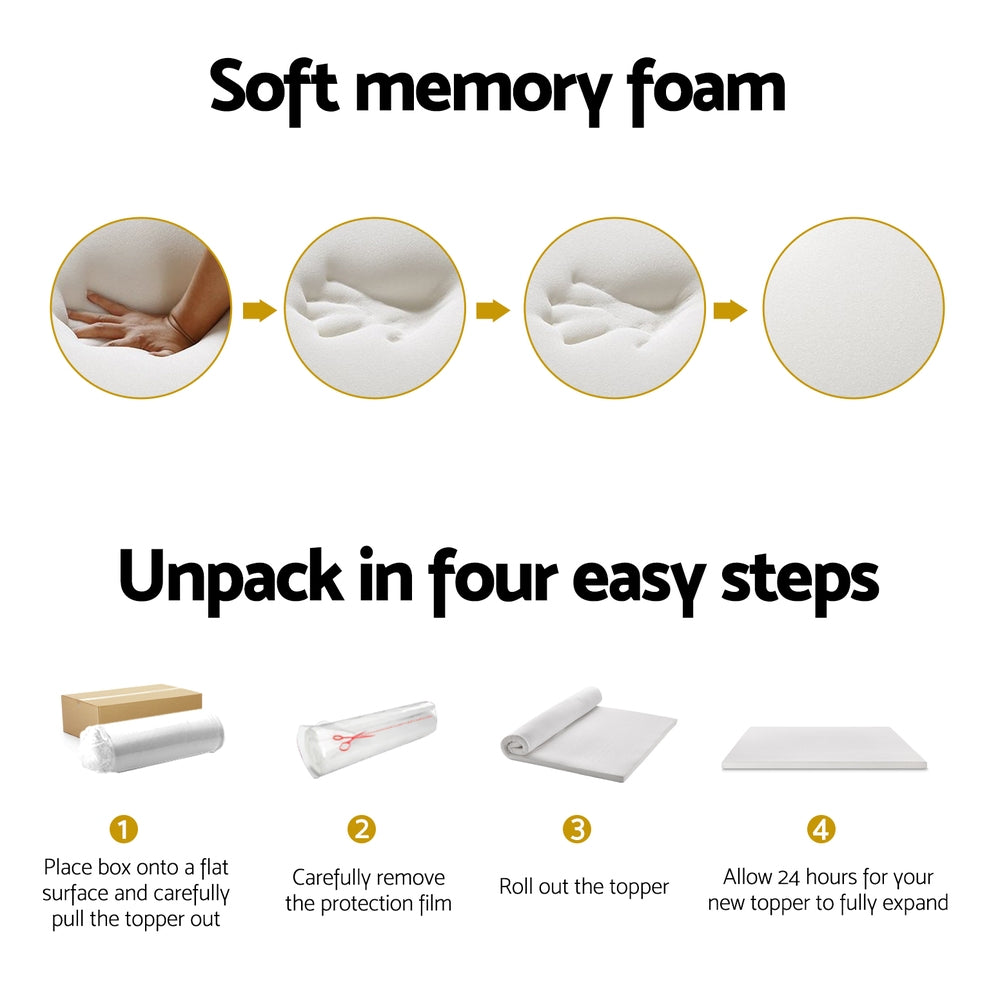Marlook Bedding Memory Foam Mattress Topper 7-Zone Airflow Pad 8cm King White