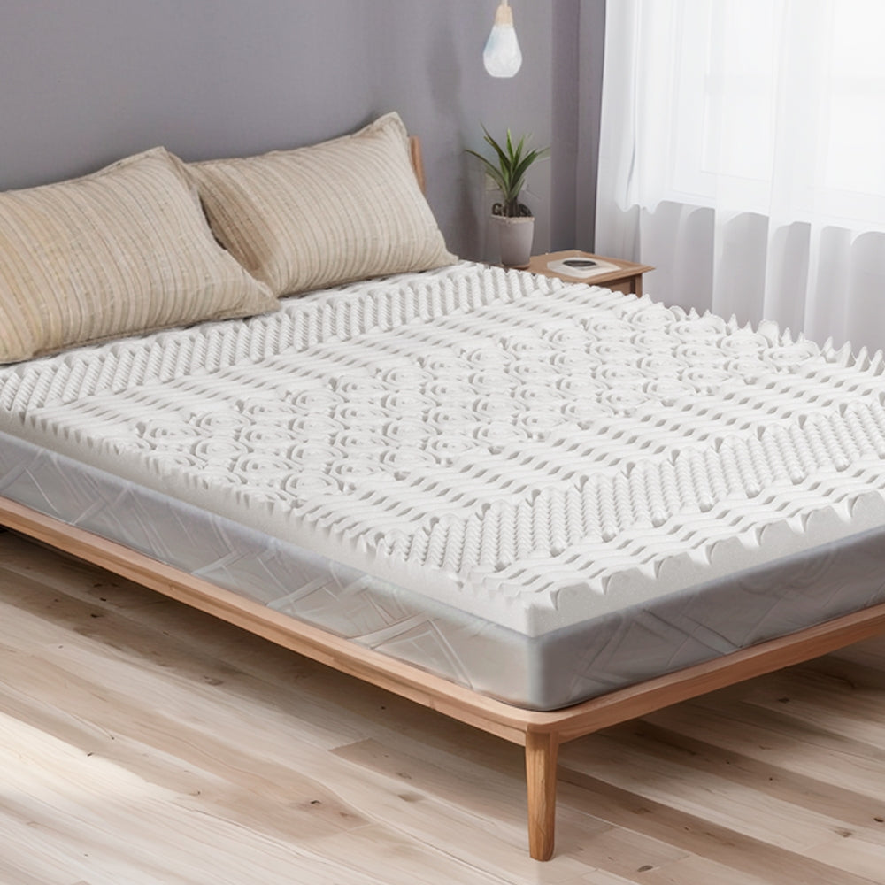 Marlook Bedding Memory Foam Mattress Topper 7-Zone Airflow Pad 8cm Queen White