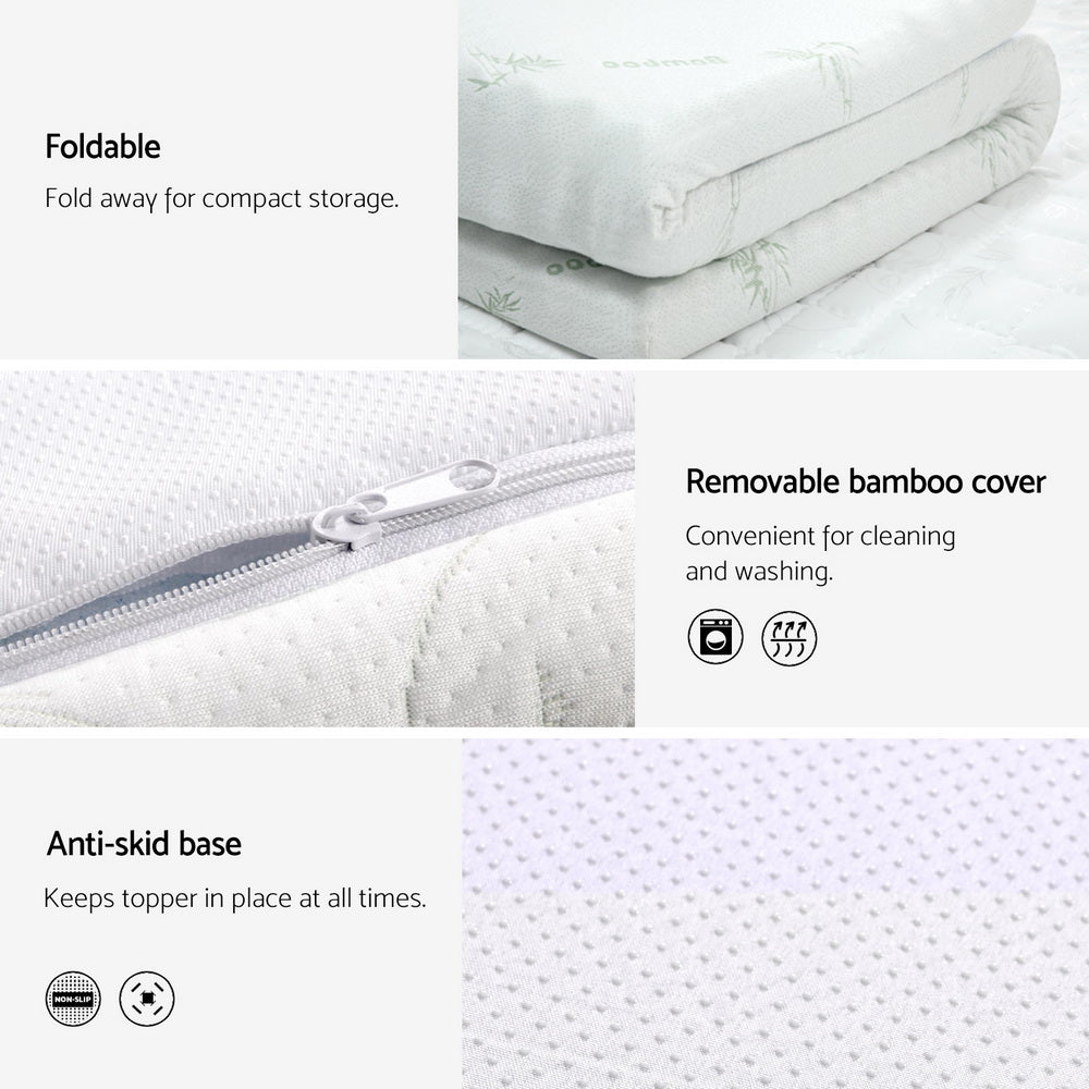 Marlook Bedding Memory Foam Mattress Topper Cool Gel Bed Mat Bamboo 10cm Double