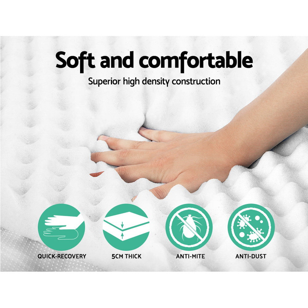 Marlook Bedding Memory Foam Mattress Topper Egg Crate 5cm Queen