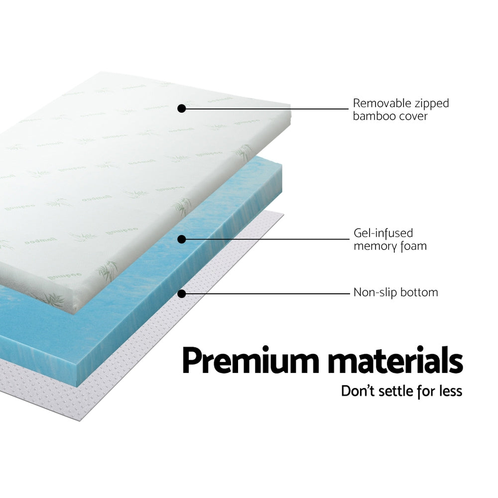 Marlook Bedding Memory Foam Mattress Topper Gel 5cm Queen