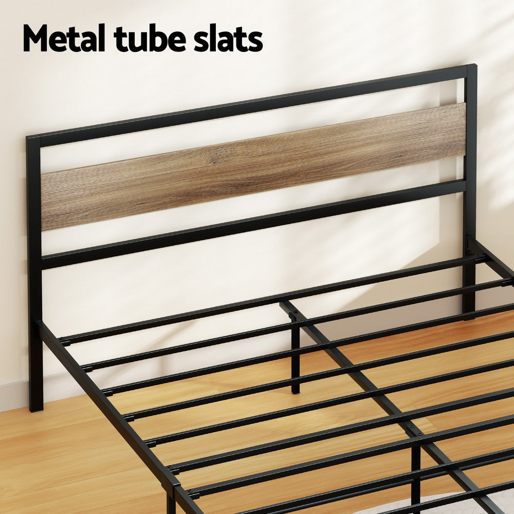 Marlook Bed Frame Double Size Metal Base Mattress Platform Foundation Black DREW