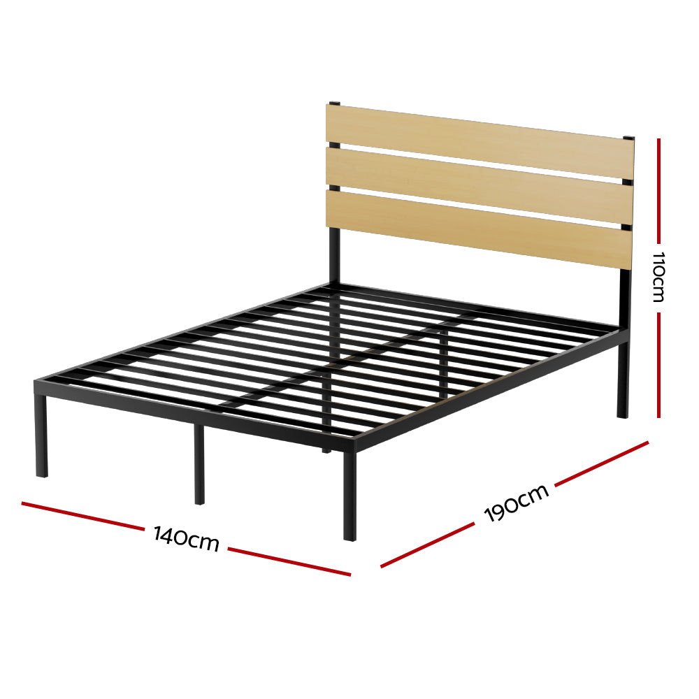 Marlook Bed Frame Double Size Metal Base Mattress Platform Foundation Black PAULA