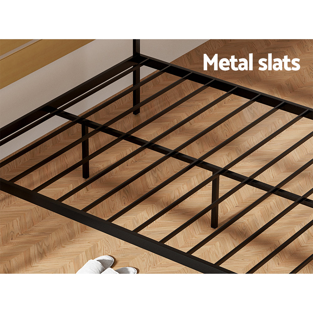 Marlook Bed Frame Double Size Metal Base Mattress Platform Foundation Black PAULA
