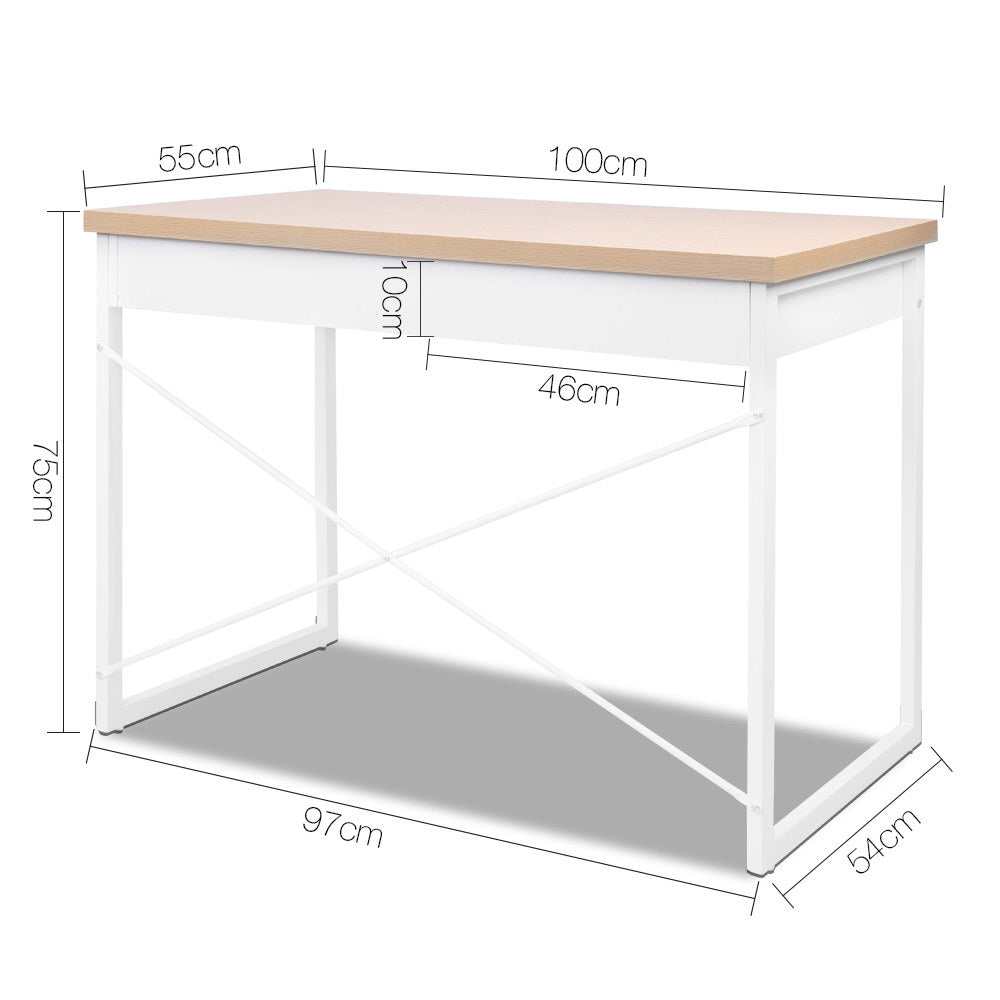Marlook Computer Desk Drawer Storage Oak 100CM