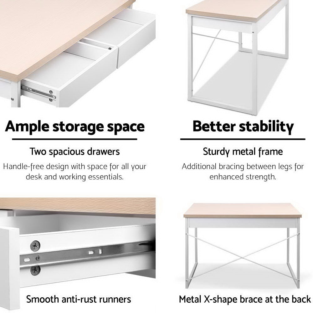 Marlook Computer Desk Drawer Storage Oak 100CM
