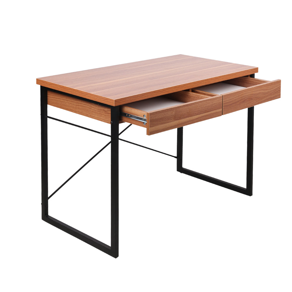 Marlook Computer Desk Drawer Storage Walnut 100CM