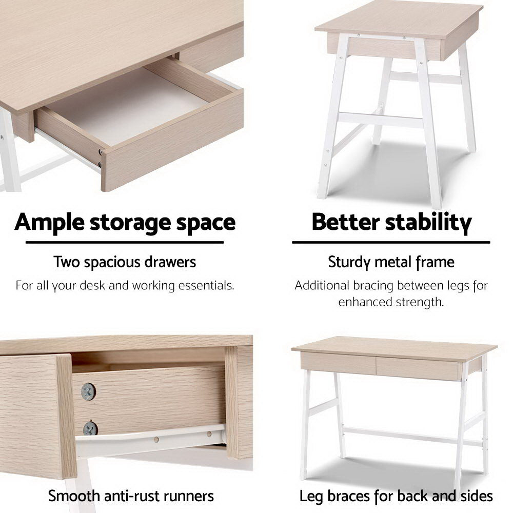 Marlook Computer Desk Drawer Cabinet Oak 100CM
