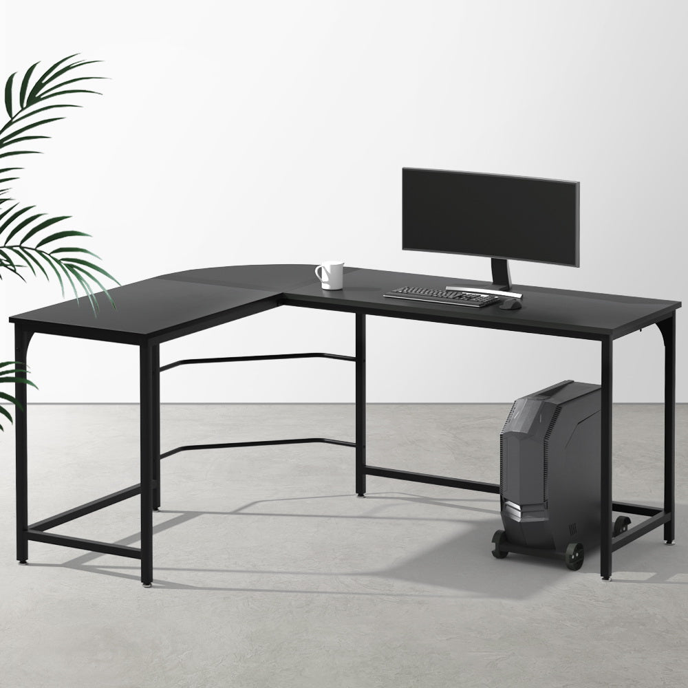 Marlook Computer Desk L-Shape CPU Stand Black 147CM