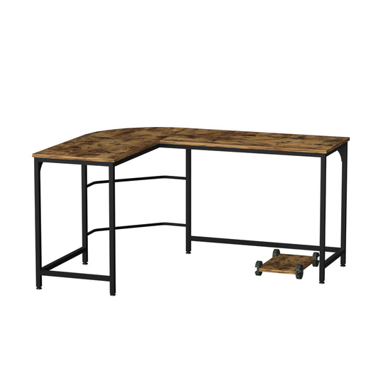 Marlook Computer Desk L-Shape CPU Stand Brown 147CM
