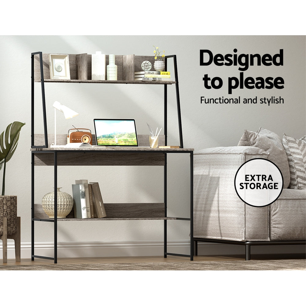Marlook Computer Desk Bookshelf Storage Grey 100CM