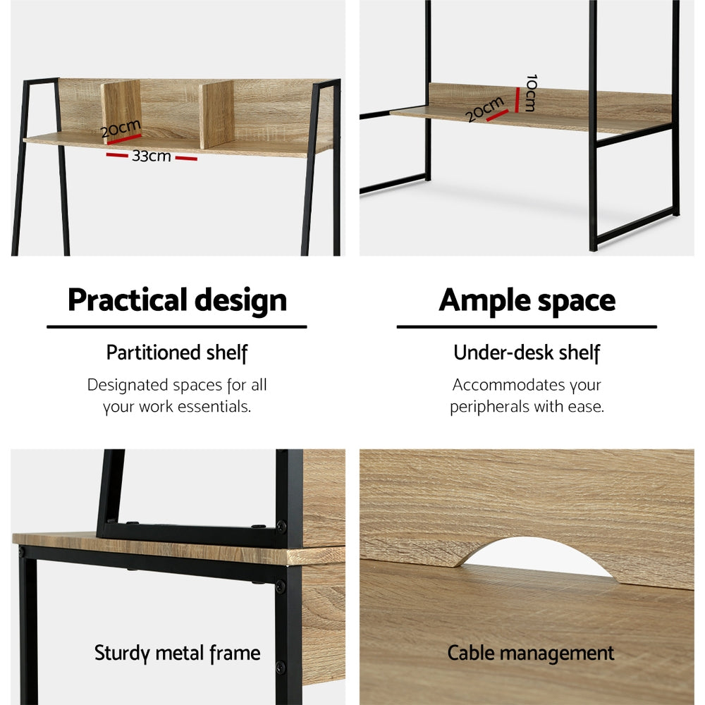 Marlook Computer Desk Bookshelf Storage 100CM Oak