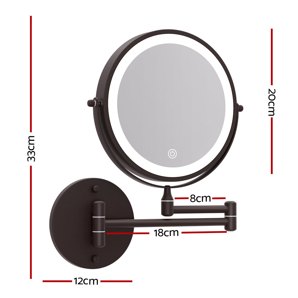 Marlook Extendable Makeup Mirror 10X Magnifying Double-Sided Bathroom Brown